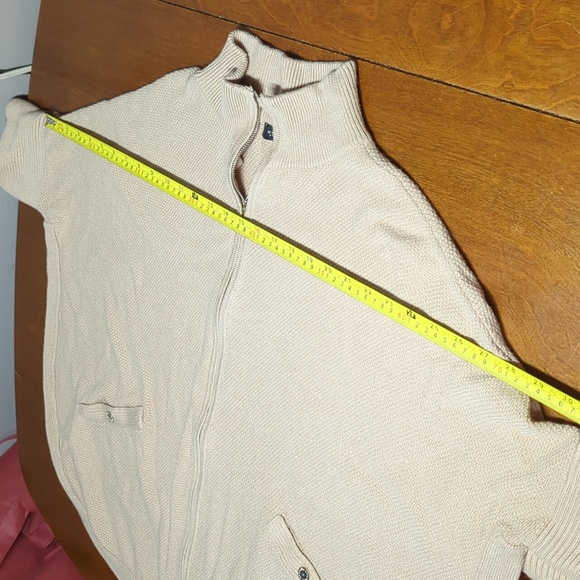 White House Black Market Modal Tan Knit Cardigan Sweater Zip Medium - Picture 5 of 17